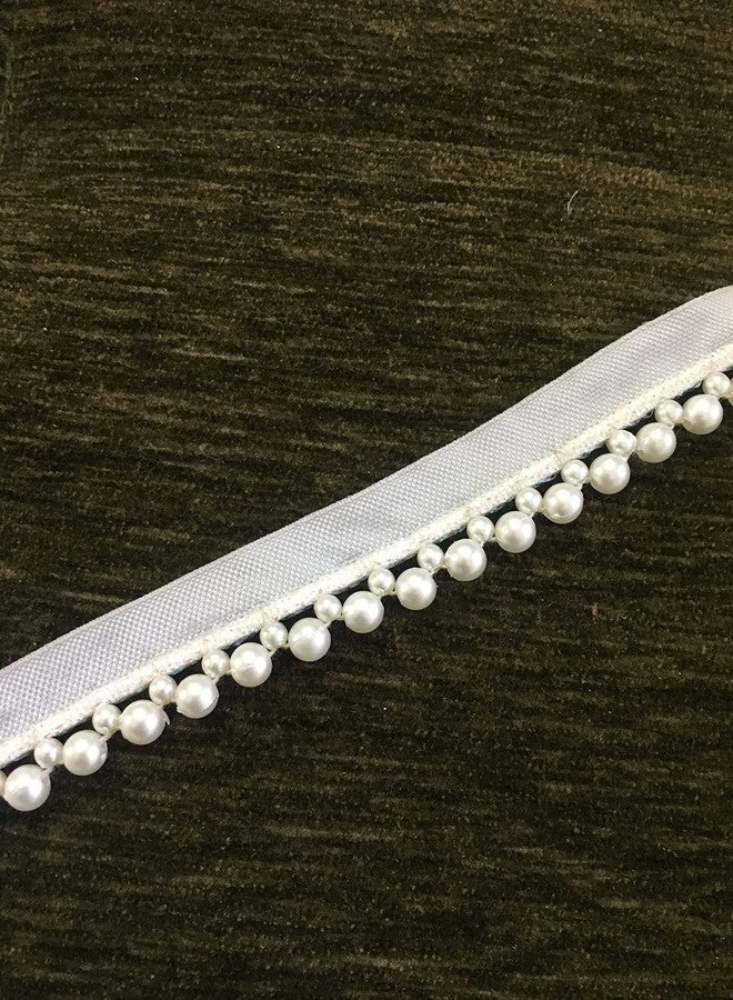 DaSync SYNC Pearl Lace Border Pearl lace for Saree Border Dupatta offwhite Cream Colour Dresses Blouse chunni lahenga Gowns Dress caps Decoration and Craft Pack of 8 Meter - Image 1